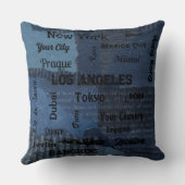 世界のシックなブルーデニム素朴な大都市 クッション (裏面)