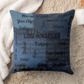 世界のシックなブルーデニム素朴な大都市 クッション (ブランケット)