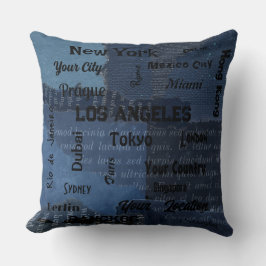 世界のシックなブルーデニム素朴な大都市 クッション