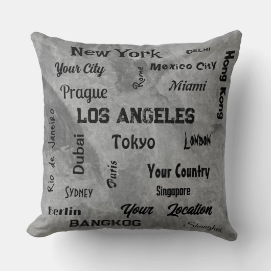 世界のシックな灰色の石の光メガシティ クッション (正面)