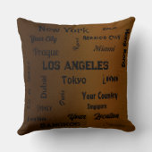 世界のシックな茶色のブロンズの大都市 クッション (裏面)