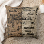 世界のシックな茶色の素朴な大都市 クッション (ブランケット)