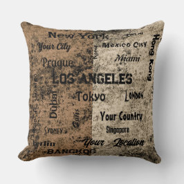 世界のシックな茶色の素朴な大都市 クッション