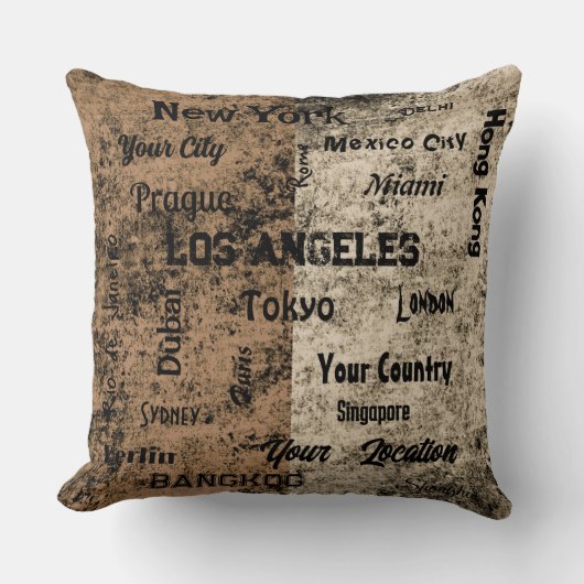 世界のシックな茶色の素朴な大都市 クッション (正面)