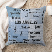 世界のシックな赤ちゃんブルー素朴な大都市 クッション (ブランケット)