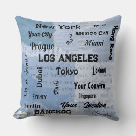 世界のシックな赤ちゃんブルー素朴な大都市 クッション