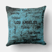 世界のシックな青い素朴な大都市 クッション (裏面)