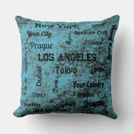世界のシックな青い素朴な大都市 クッション