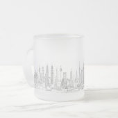 世界のスカイライン(黒+白) フロストグラスマグカップ (正面左)