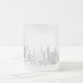 世界のスカイライン(黒+白) フロストグラスマグカップ (中央)