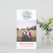 世界のスクリプトへの喜びクリスマスフォトカード シーズンカード (スタンド正面)