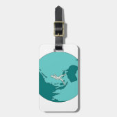 世界のスケッチのまわりのマラソン選手 ラゲッジタグ (正面縦)