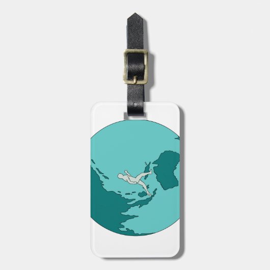 世界のスケッチのまわりのマラソン選手 ラゲッジタグ (正面縦)