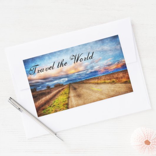 世界のステッカーを旅する 長方形シール (封筒)