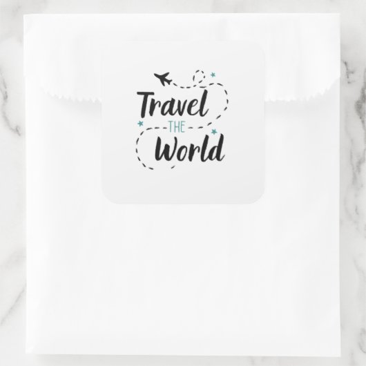 世界のステッカーを旅行する スクエアシール (バッグ)