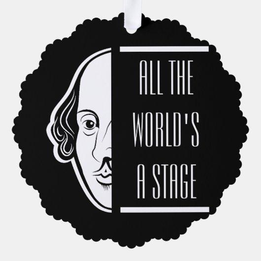世界のステージシェイクスピア引用文のセスピアン オーナメントカード (裏面)