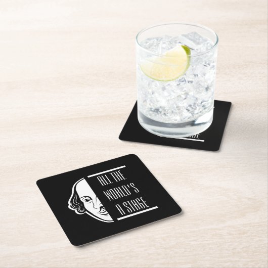 世界のステージシェイクスピア引用文のセスピアン スクエアペーパーコースター (インサイチュ)