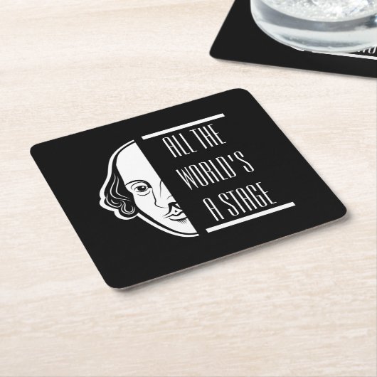 世界のステージシェイクスピア引用文のセスピアン スクエアペーパーコースター (アングル)