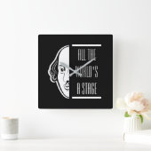 世界のステージシェイクスピア引用文のセスピアン スクエア壁時計 (ホーム)