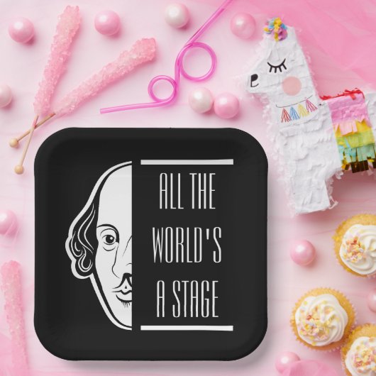 世界のステージシェイクスピア引用文のセスピアン ペーパープレート (パーティー)