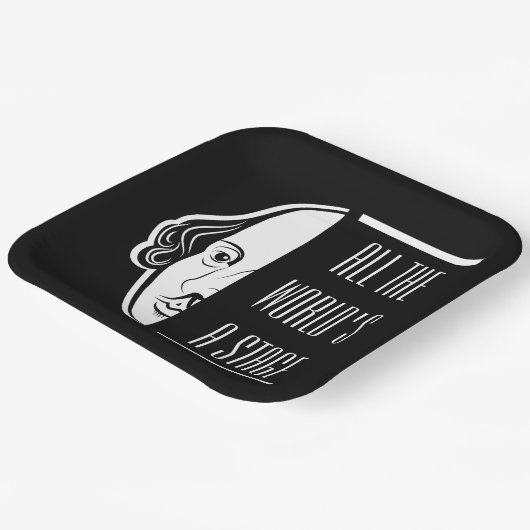 世界のステージシェイクスピア引用文のセスピアン ペーパープレート (傾斜あり)