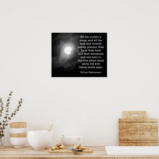 世界のステージ – シェークスピア引用文プリント ポスター (キッチン)