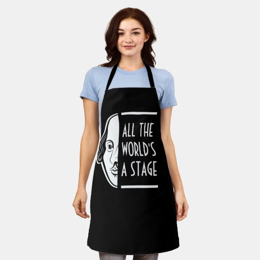 世界のステージ・シェークスピア・セスピアン引用文 エプロン (着用した状態)