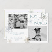 世界のスノーフレークへの喜び2枚の写真クリスマス シーズンカード (正面/裏面)