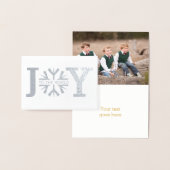 世界のスノーフレークモダンクリスマスシルバーへの喜び 箔カード (ディスプレー)