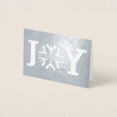 世界のスノーフレークモダンクリスマスシルバーへの喜び 箔カード (正面)