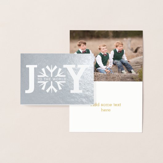 世界のスノーフレークモダンクリスマスシルバーへの喜び 箔カード (ディスプレー)