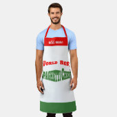 世界のスパゲティ最高のシェフ – 赤い白い緑  エプロン (着用した状態)
