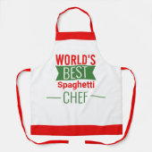 世界のスパゲティ最高のシェフ – 赤い白い緑 エプロン (正面)