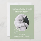 世界のセージ緑の新生児の誕生へようこそ 案内状 (正面)