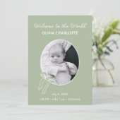世界のセージ緑の新生児の誕生へようこそ 案内状 (スタンド正面)