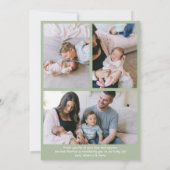 世界のセージ緑の新生児の誕生へようこそ 案内状 (裏面)