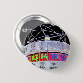 世界のタイムレコーダー、Alexanderplatz、ベルリンの黒の背部 缶バッジ (正面&裏面)