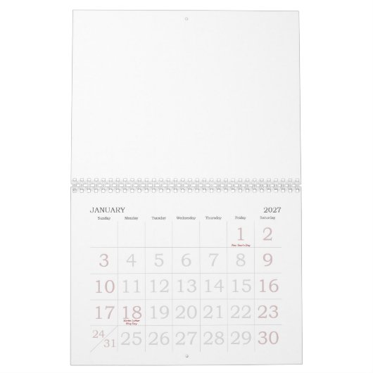 世界のチェスCALANDER カレンダー (1月 2027)