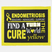 世界のティール（緑がかった色）を変える…子宮内膜症 フリースブランケット (正面(横))