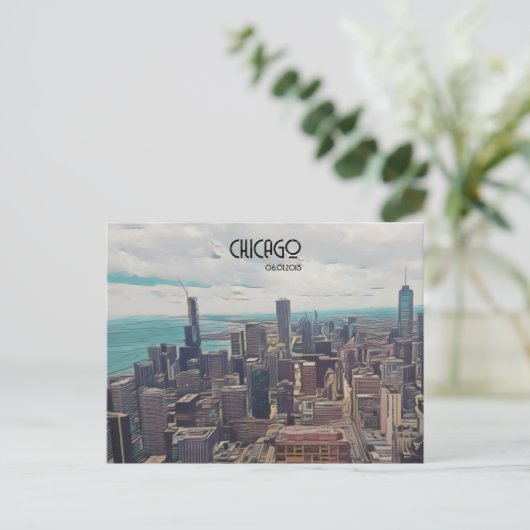 世界のトップ、シカゴ、カスタマイズ可能な日付 ポストカード (スタンド正面)