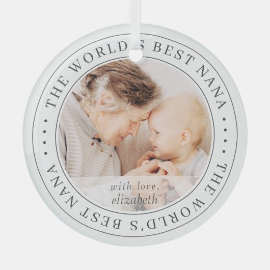 世界のナナ最高ののクラシックシンプル写真 ガラスオーナメント (正面)