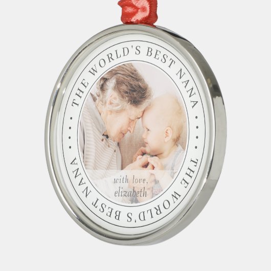 世界のナナ最高ののクラシックシンプル写真 メタルオーナメント (左)