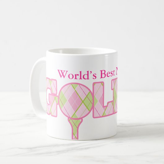 世界のナン最高のとゴルファーのおもしろいゴルフのピンクマグ コーヒーマグカップ (正面左)