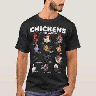 世界のニワトリ 楽しい漫画のニワトリ Tシャツ