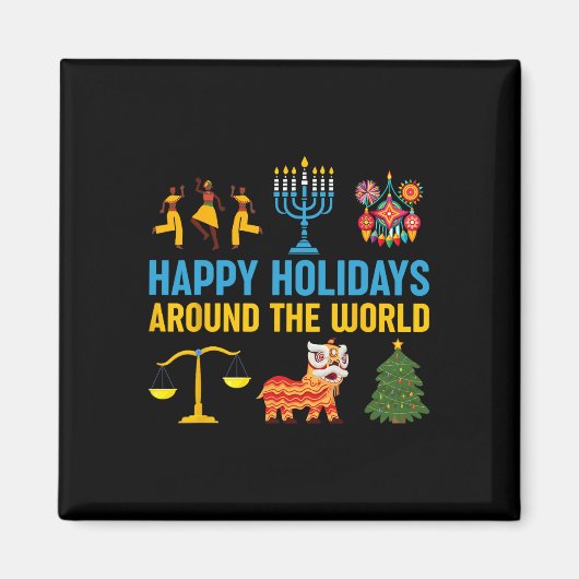 世界のハッピーホリデーズマルチカルチュラルセレ マグネット (正面)