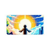 世界のバランス – 未来的なピクセルアートテック ラベル (正面)