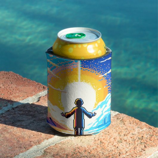 世界のバランス – 未来的なピクセルアートテック 缶クーラー (インサイチュ プール)