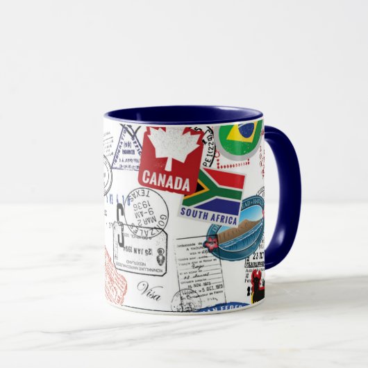 世界のパスポートパターン マグカップ (正面右)