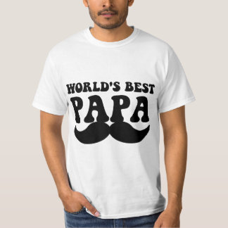 世界のパパ最高のー口ひげ Tシャツ