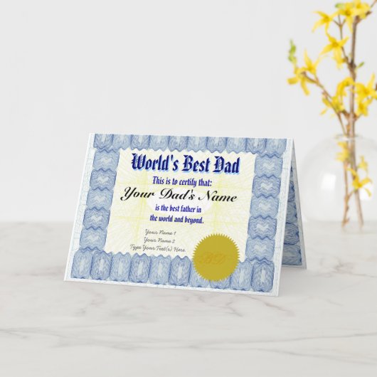 世界のパパ証明最高の書を作る カード (黄色い花)